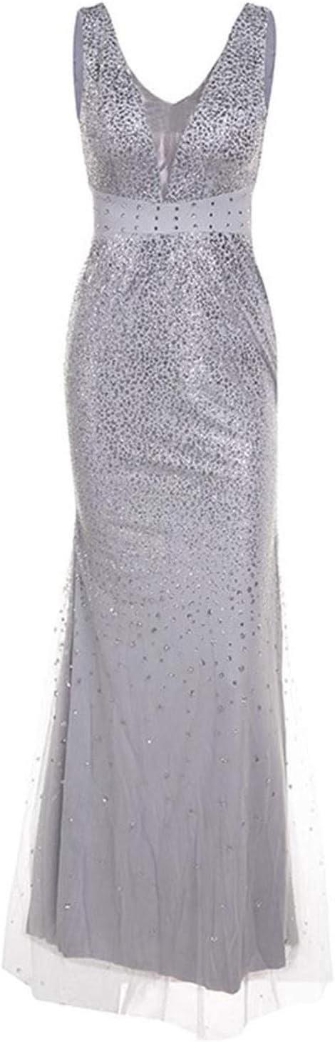 Valenzora | Sling V-neck Split Glittering Evening Dress