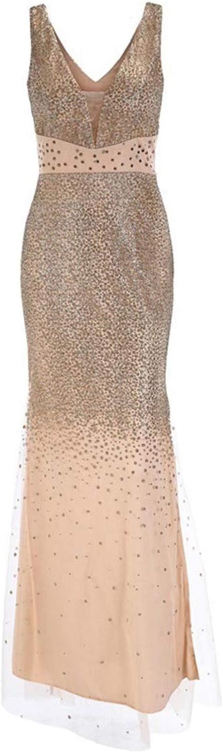 Valenzora | Sling V-neck Split Glittering Evening Dress