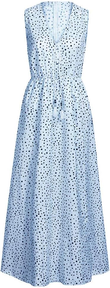 Valenzora | Bohemian patchwork dress with V-neck and A-line in polka dots