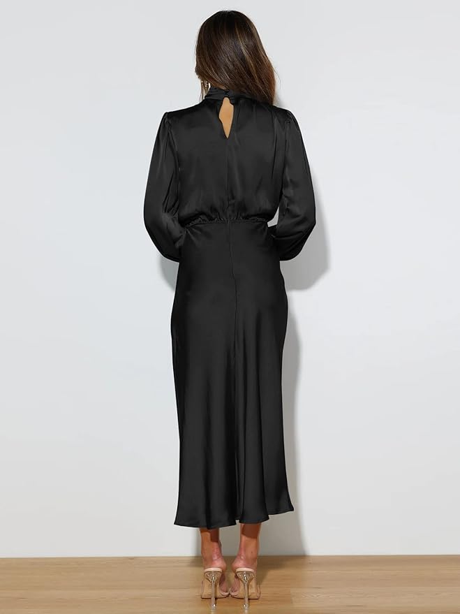 Valenzora | Satin Dress with Long Sleeves for Women
