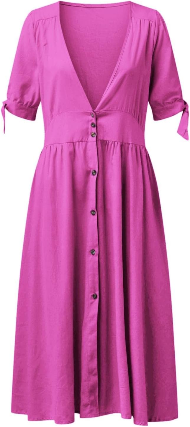 Valenzora | Elegante Freizeitkleider mit V-Ausschnitt und Schnallenverschluss