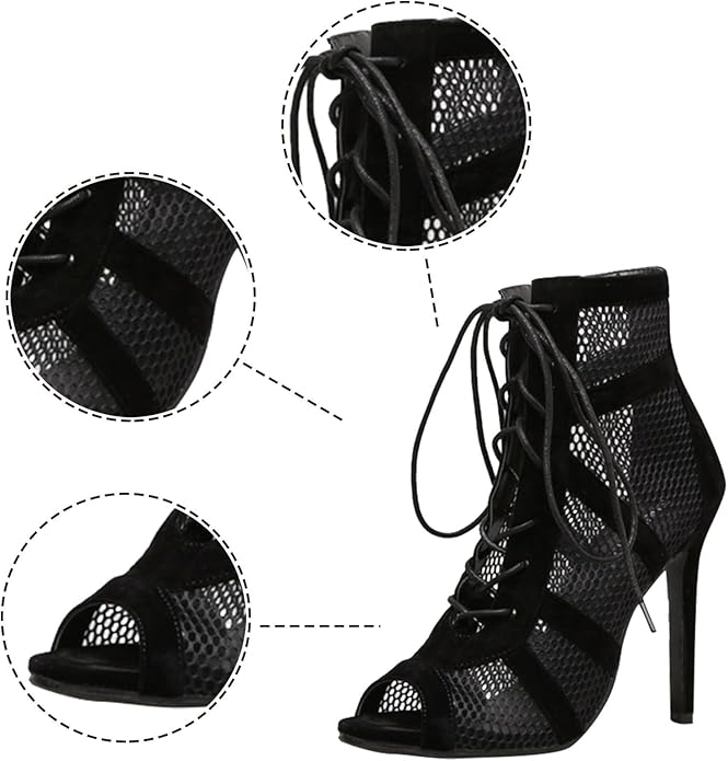 Valenzora Damen High-Heel-Sandalen – Verführerische Spitze und Mesh für den perfekten Party-Look