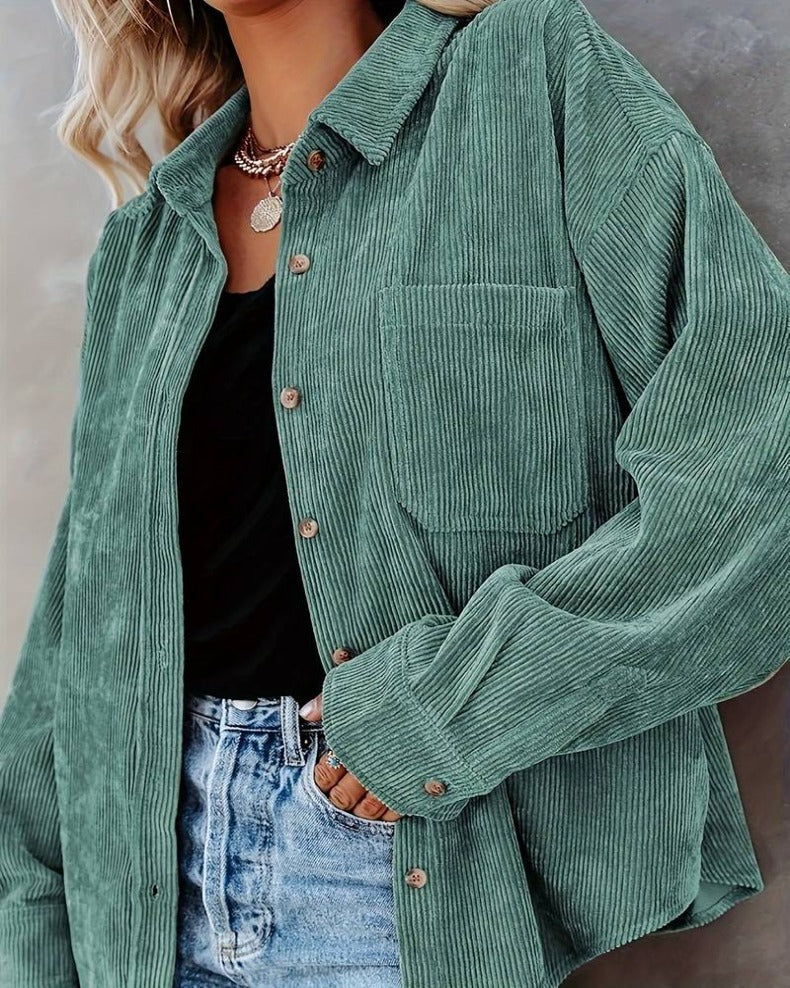 Valenzora - Women's oversized corduroy shirt for casual chic
