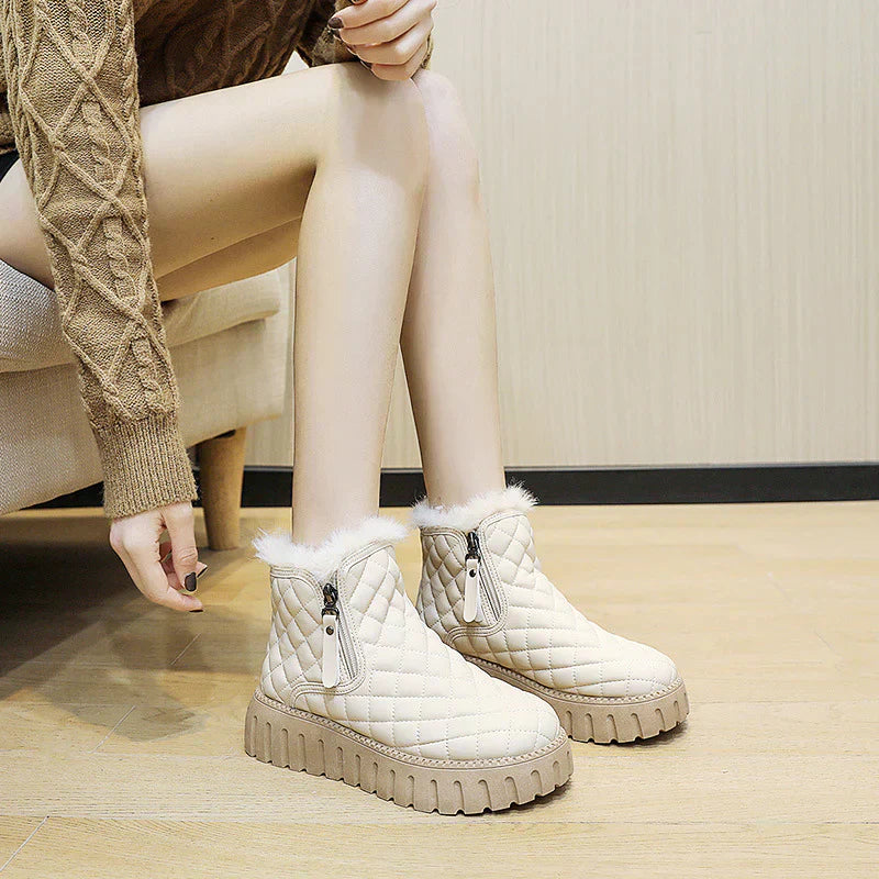 Boots with a checkered pattern