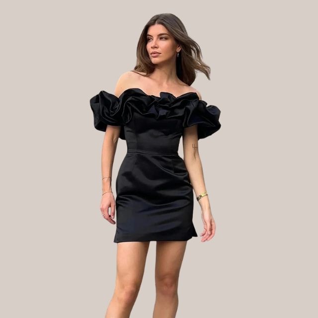 Valenzora | Carmen-Cocktailkleid mit Rüschen