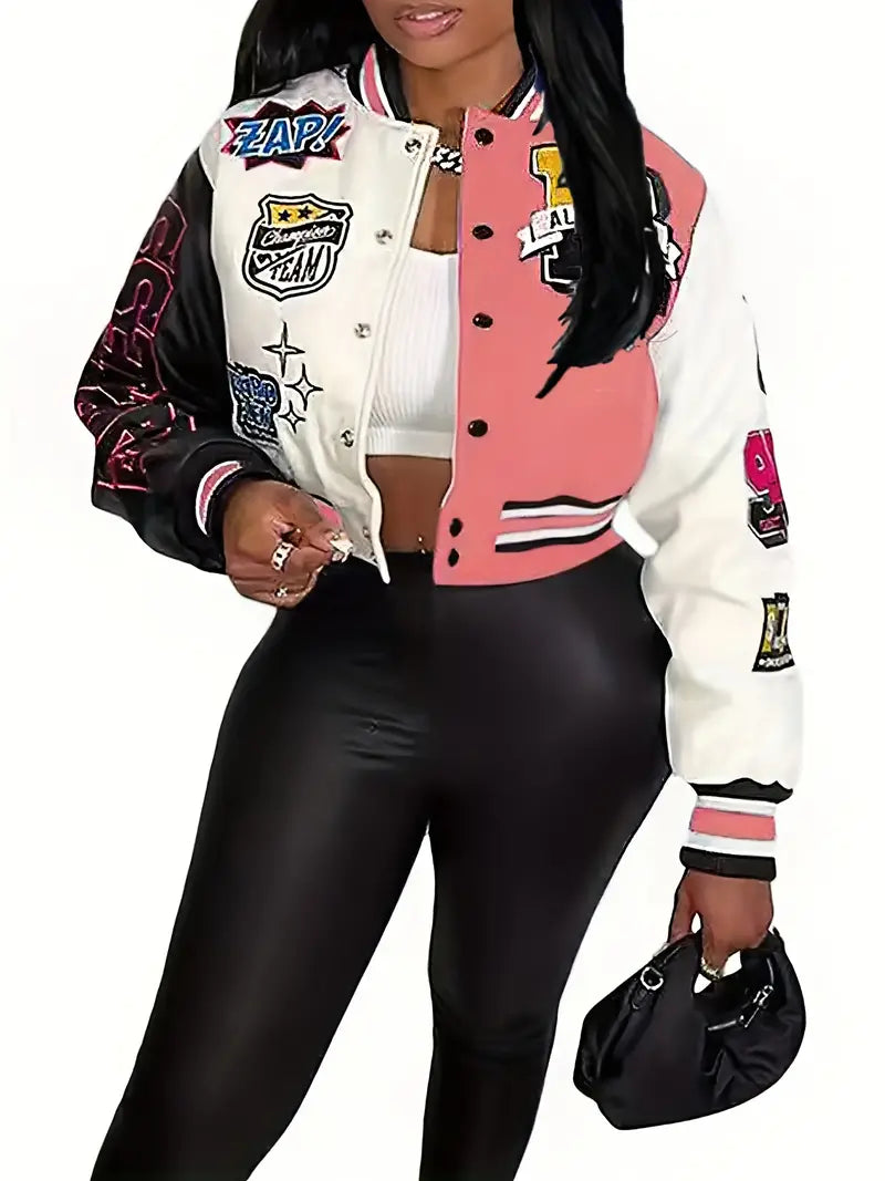 Valenzora | Damen-Collegejacke mit Buchstaben-Print