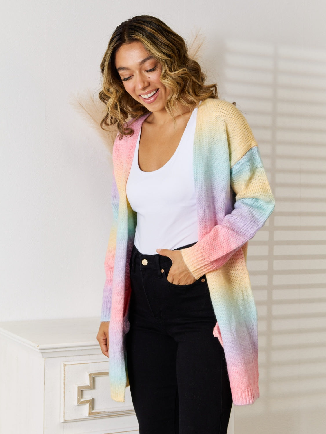 Valenzora | Angel Wings Full Size Gradient Open Front Cardigan