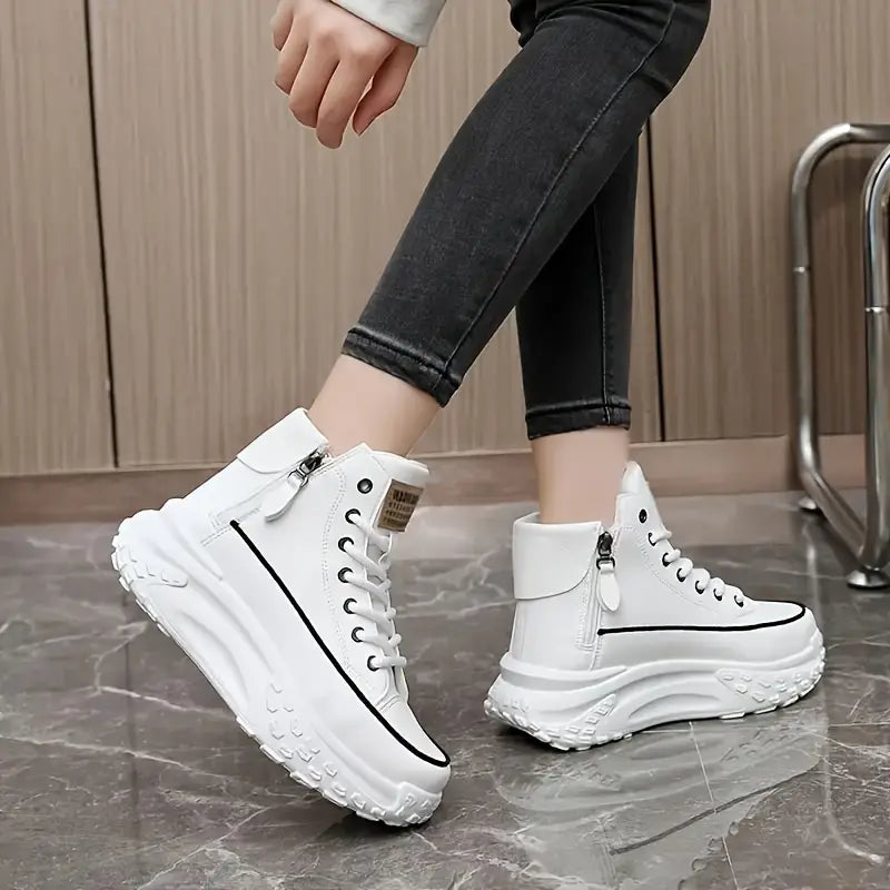 Platform ankle boots with plush lining
