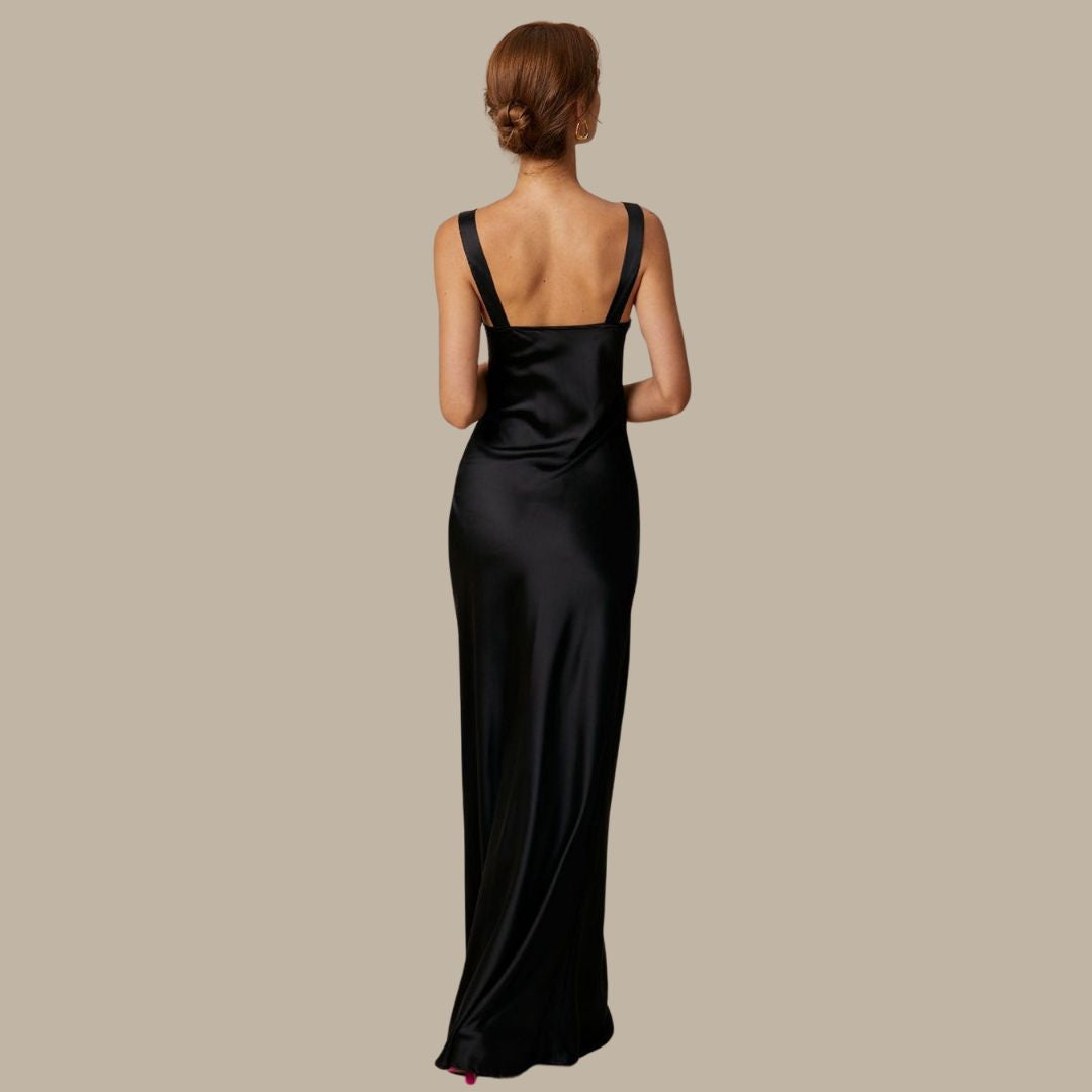 Valenzora | Satin maxi dress with waterfall neckline