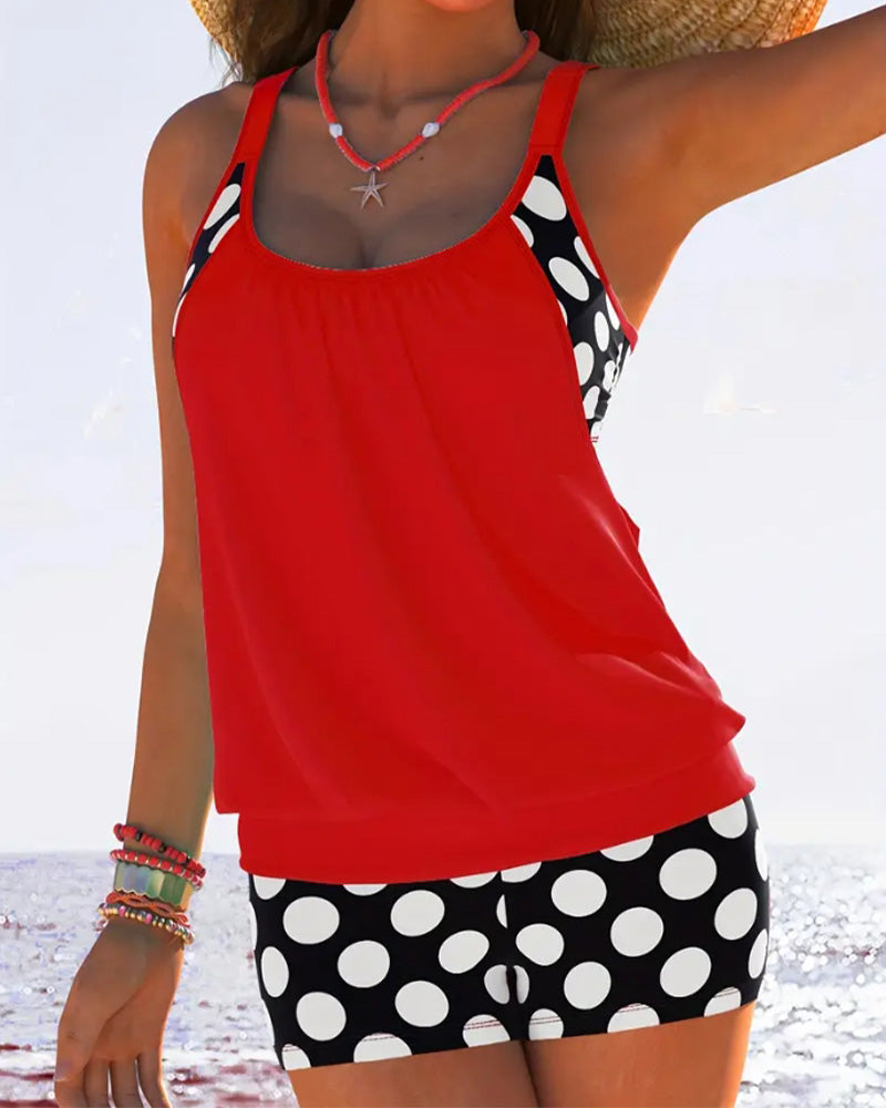 Valenzora | Tankini-Oberteil mit gepunkteter Boxershorts