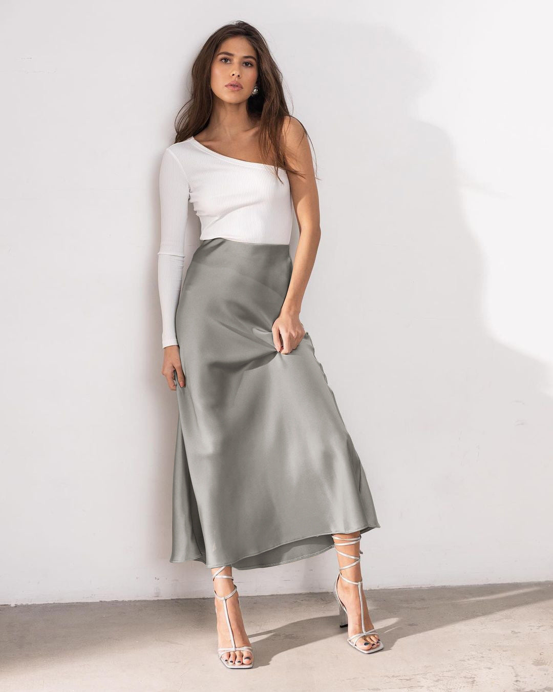 Valenzora | Eleganter Rock mit hoher Taille aus seidigem Eisseide-Stoff