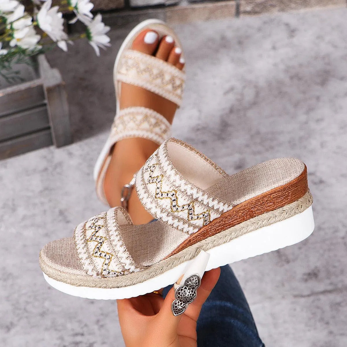 Valenzora | Sommersandalen mit Leinensohle