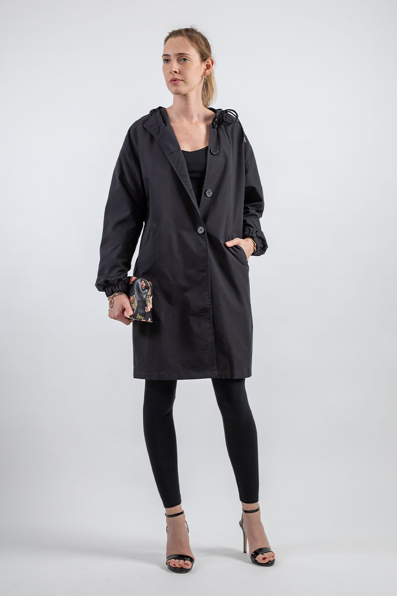 Wasserdichte Windjacke mit Kapuze im Oversize-Regenjacken-Stil