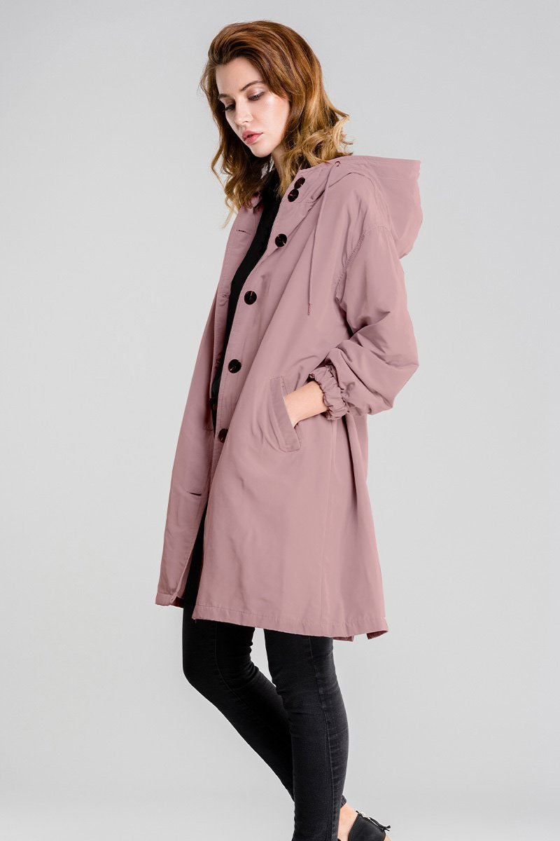 Wasserdichte Windjacke mit Kapuze im Oversize-Regenjacken-Stil
