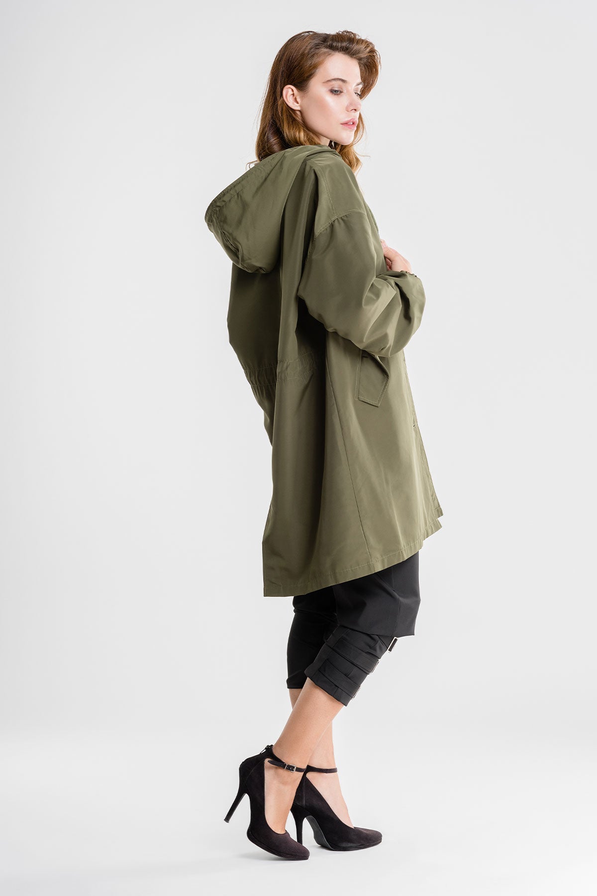 Wasserdichte Windjacke mit Kapuze im Oversize-Regenjacken-Stil