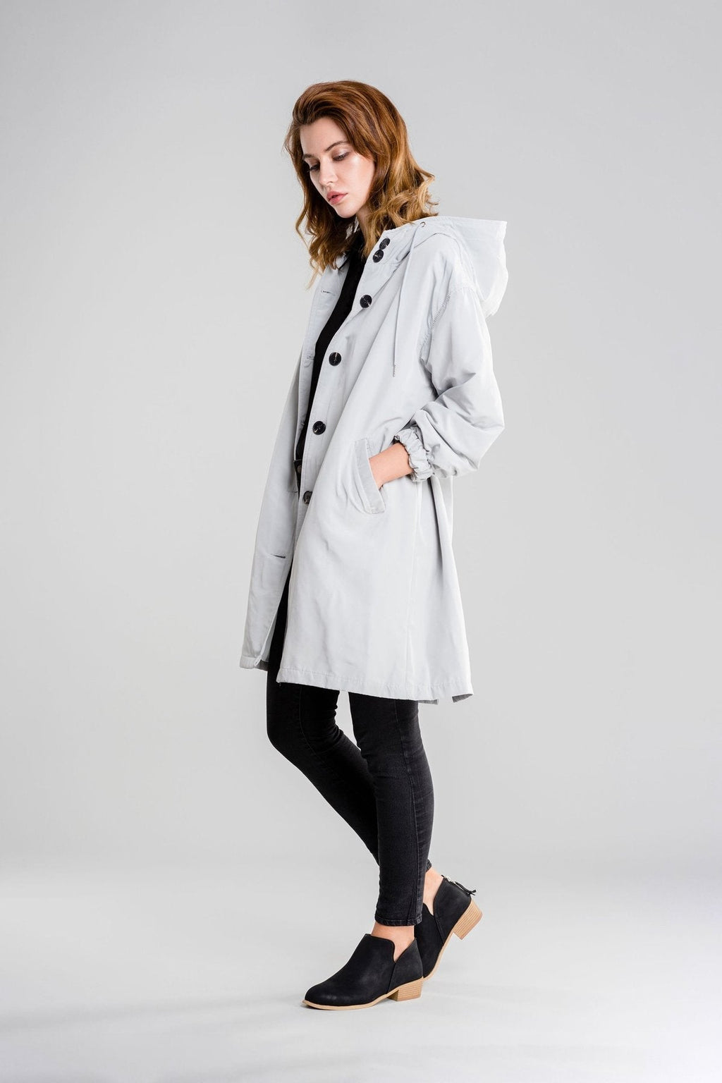 Wasserdichte Windjacke mit Kapuze im Oversize-Regenjacken-Stil