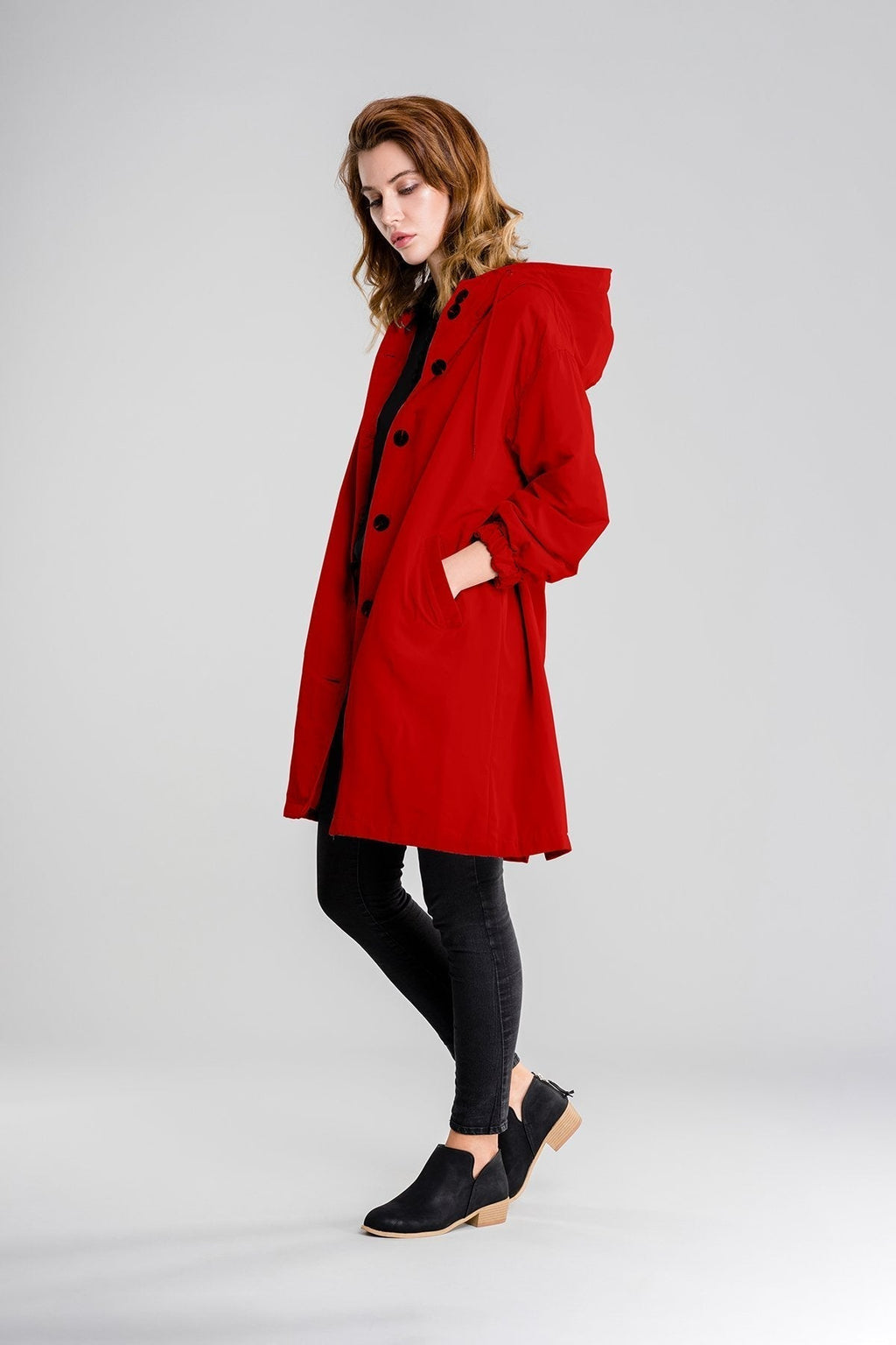 Wasserdichte Windjacke mit Kapuze im Oversize-Regenjacken-Stil