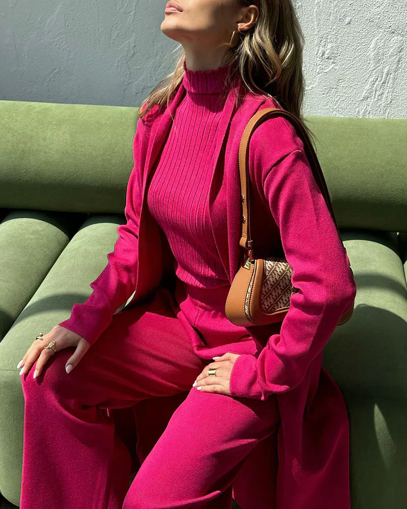 Valenzora | Women's Luxury 3-Piece Knit Co-Order Set Soft & Stretchy