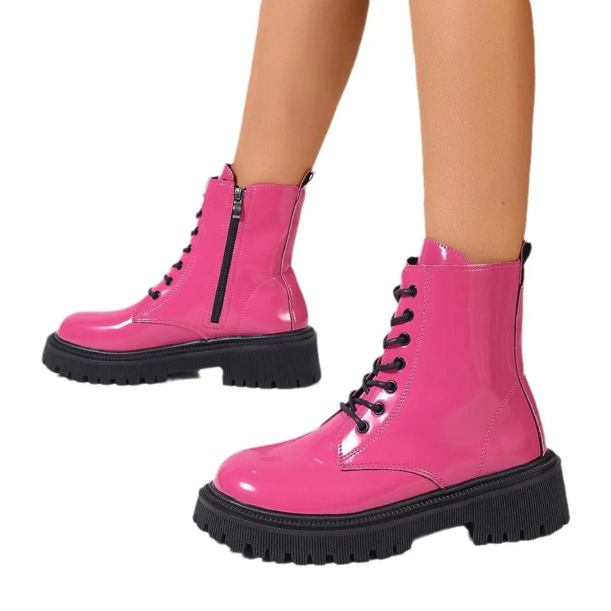 Valenzora | Women's boots in shiny leather with zipper