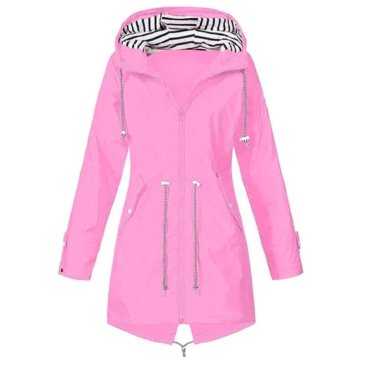 Valenzora Stylische, wasserdichte Outdoor-Regenjacke mit Kapuze für Damen | Klassischer Stil & Ideal für Outdoor-Aktivitäten