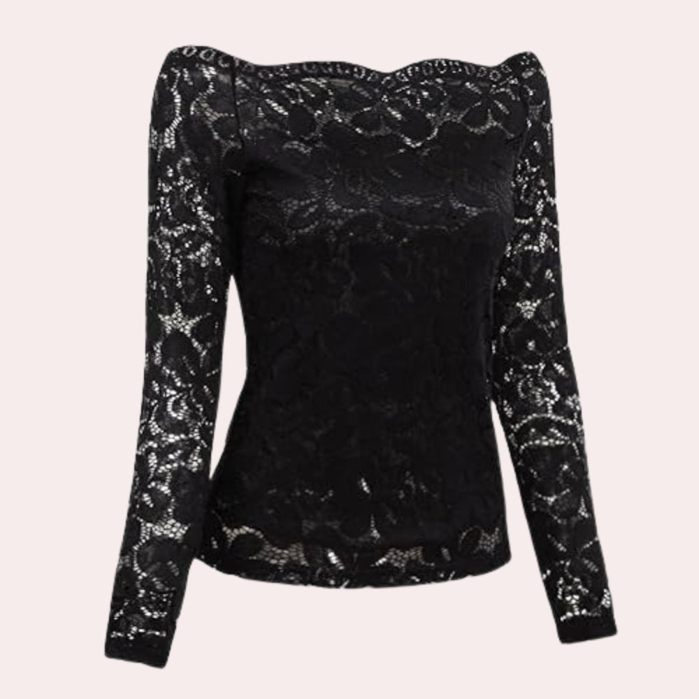 Valenzora | Damen elegantes schulterfreies Spitzenoberteil | Damen elegantes schulterfreies Spitzen-Shirt