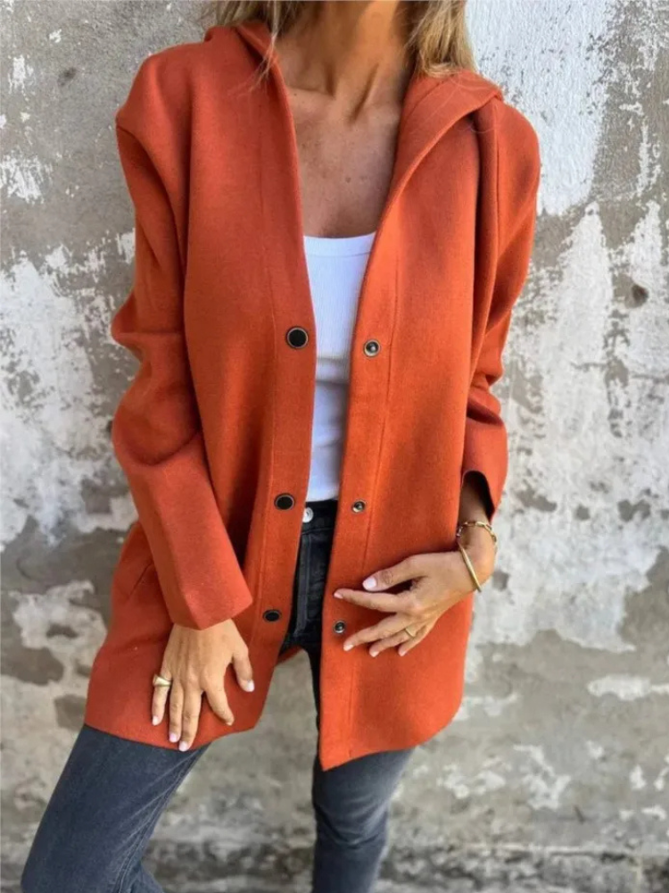 Valenzora | Lange Strickjacken für Damen Eleganter Cardigan mit Kapuze und Knöpfen