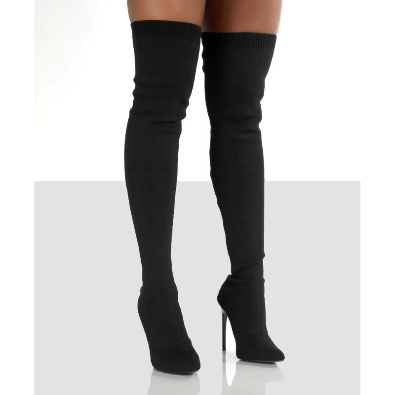 Valenzora | Overknee-Stretch-Stiefel mit Stilettoabsatz, elegante Damenstiefel