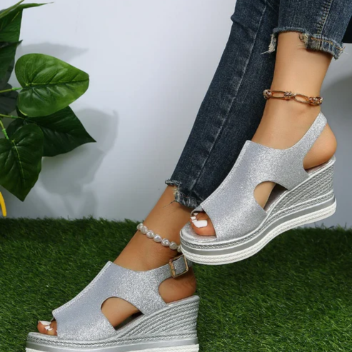 Valenzora | Chic glitter wedge sandals