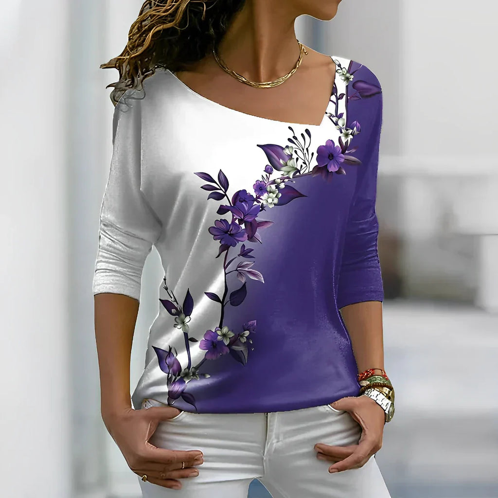 Valenzora - Floral contrast colored art shirt