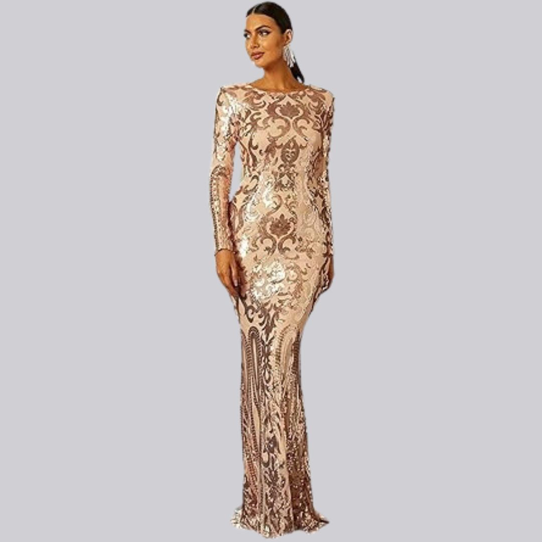 Valenzora | Evening dress with long sleeves and sequins