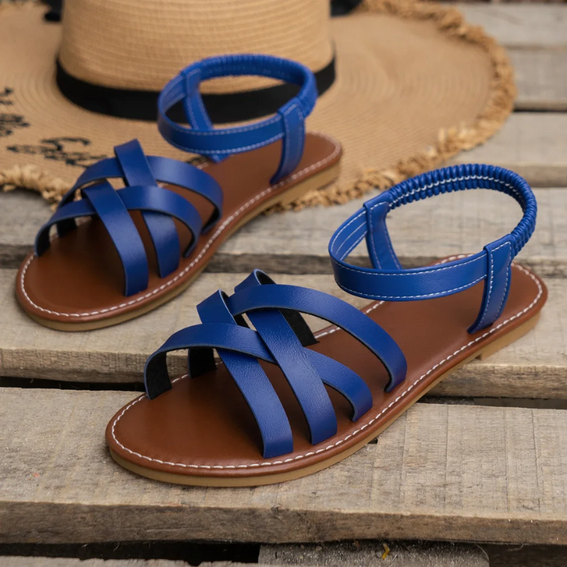 Valenzora | Elegante Damenledersandalen, flache Schuhe