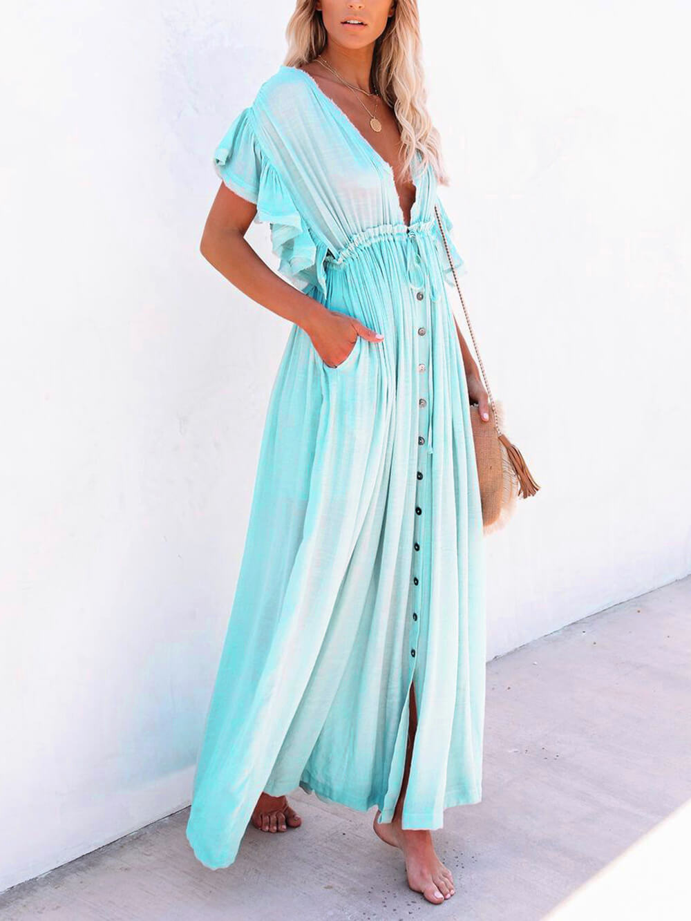Valenzora | Stylish maxi dress with flutter sleeves for women