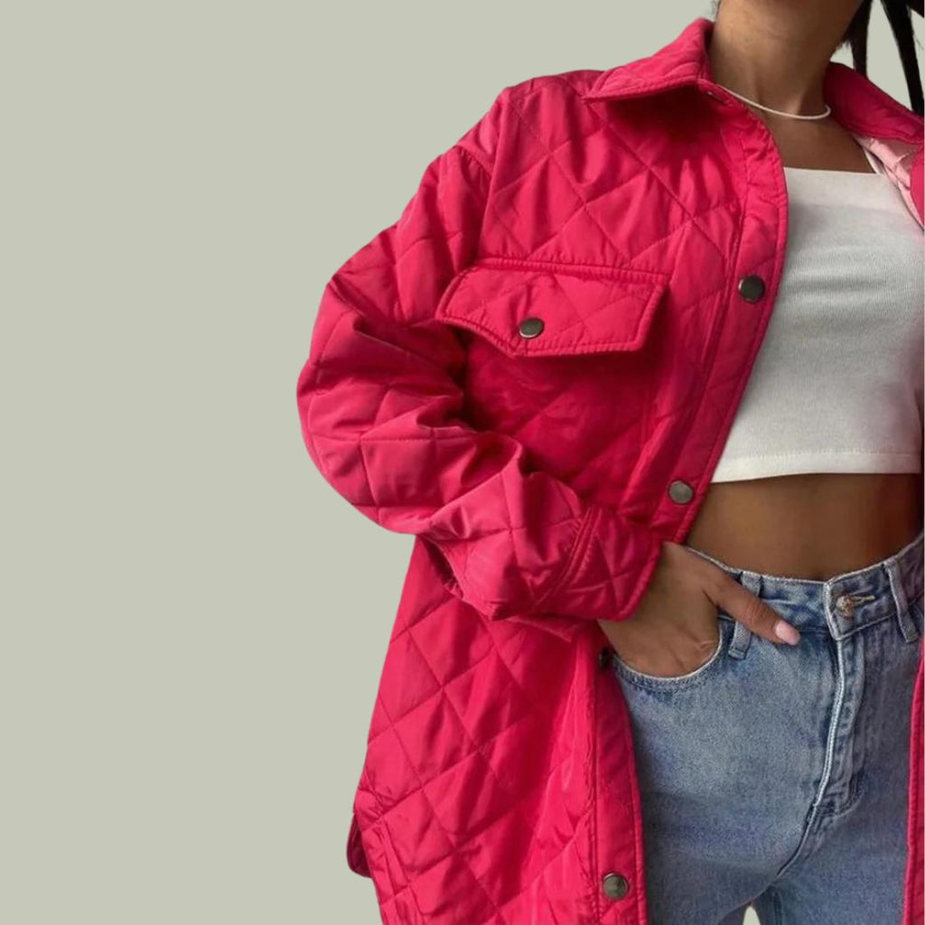 quilted jacket with snap fasteners