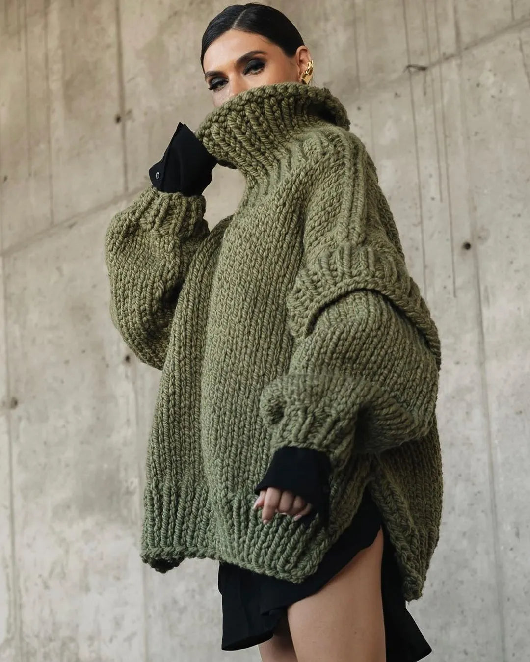 Oversized knitted turtleneck sweater