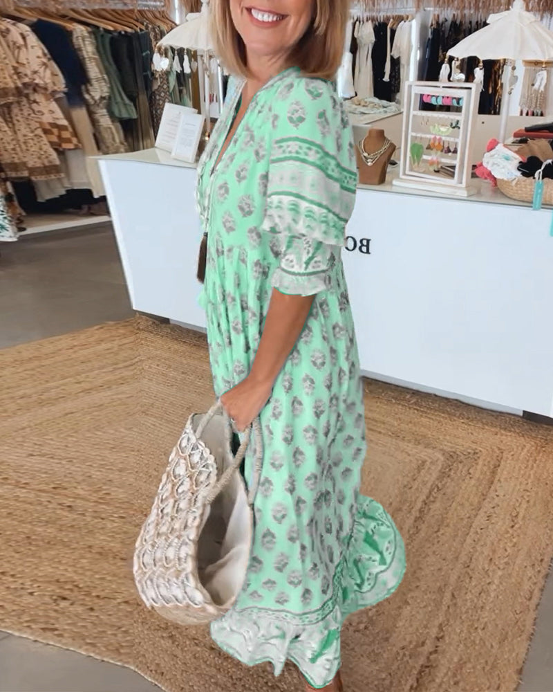 Valenzora | Boho Half-Sleeve Dress