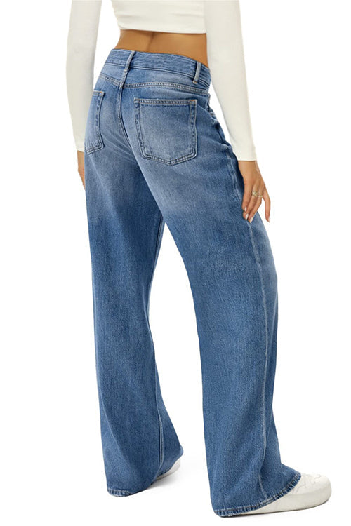 Valenzora | Rosiedress Casual Wide Leg Trousers Made of Ripped Denim