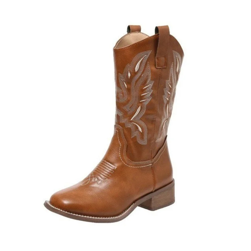 Valenzora | Westernstiefel für Damen mit spitzer Zehenpartie und Blockabsatz, Cowboystiefel für Damen
