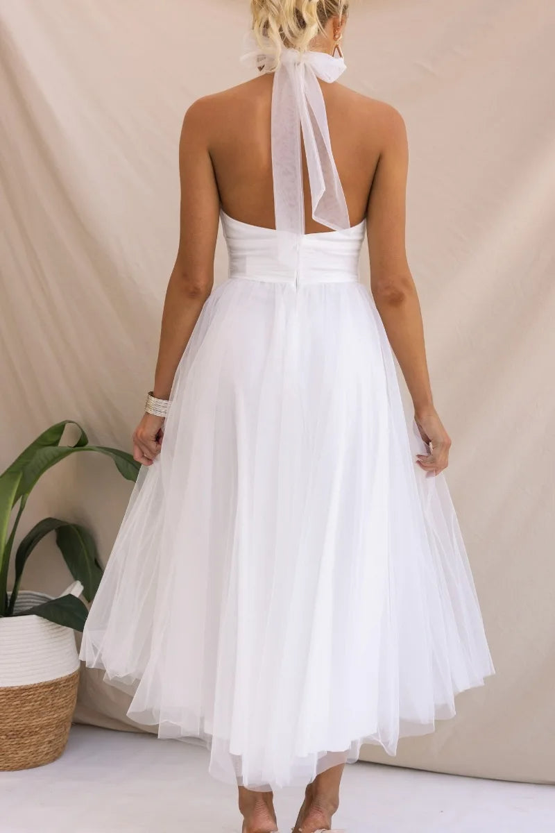 Valenzora | Halter Tulle Midi Dress