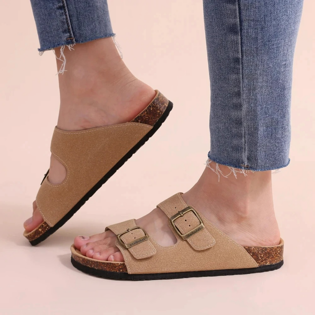Valenzora | Suede Women's Sandals with Double Strap