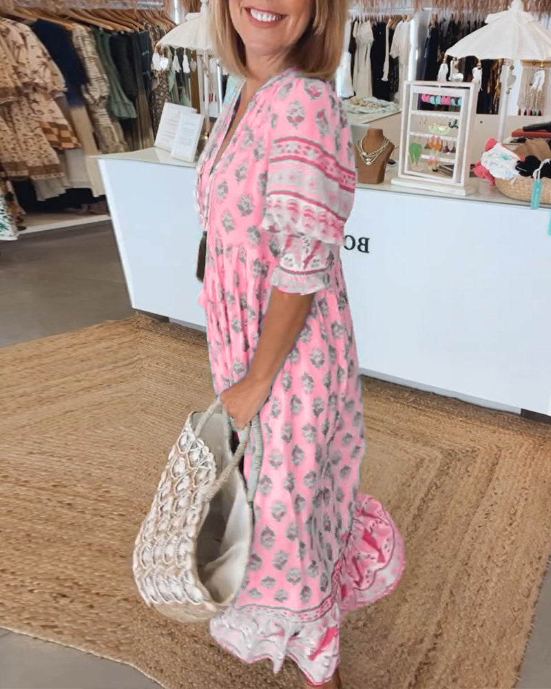 Valenzora | Boho Half-Sleeve Dress