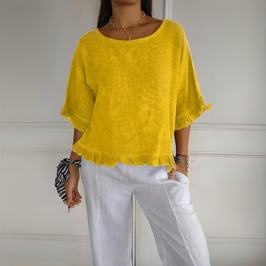 Valenzora | Linen shirt with ruffle