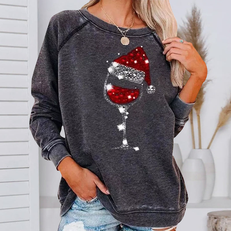 Valenzora | Festive Cheers Wine Glass Sweatshirt
