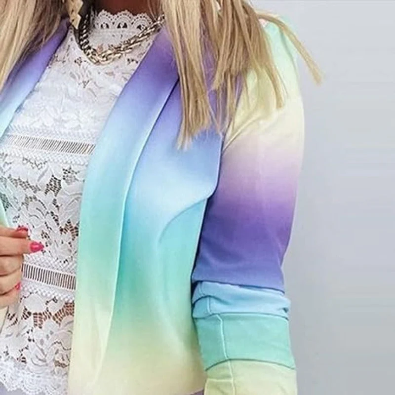 Valenzora | Damen Ombre Blazer, offene Vorderseite, Langarm, lässige Passform