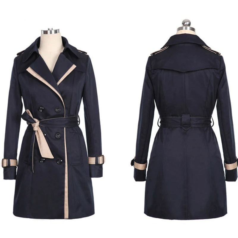 Valenzora | Eleganter, taillierter Damen-Trenchcoat mit doppelreihiger Knopfleiste, mittellang