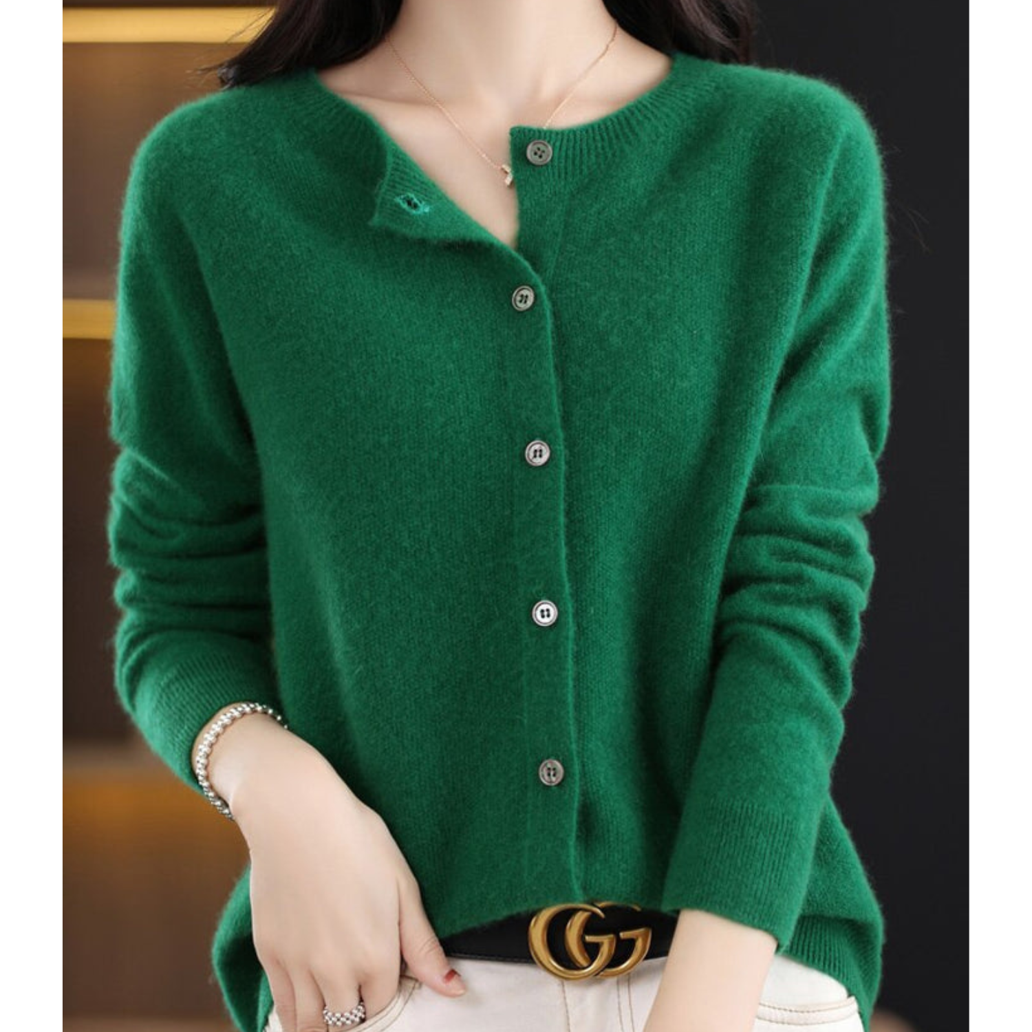 Valenzora | Women's O-neck cardigan made from 100% pure merino wool, cashmere sweater