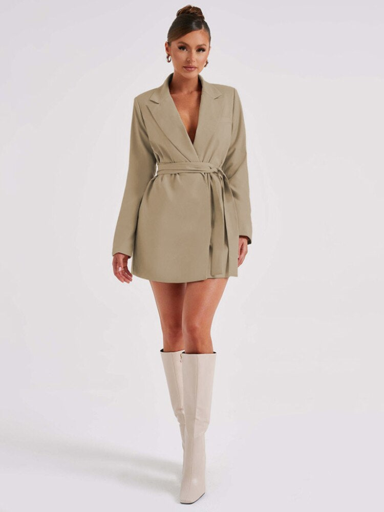 Valenzora | Black blazer dress with V-neck