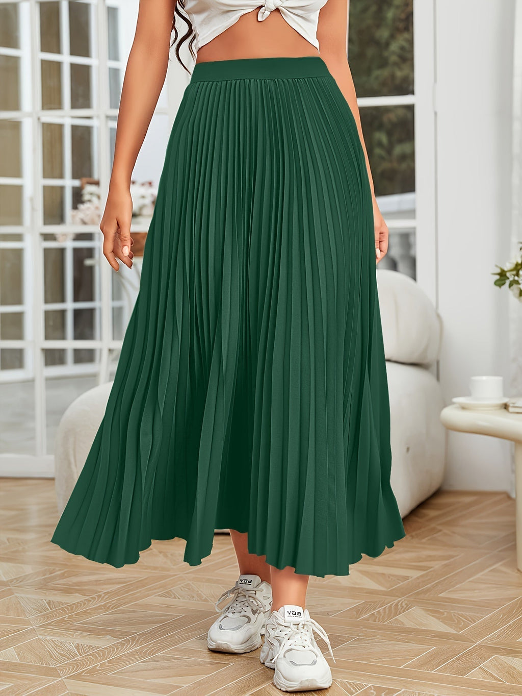 Valenzora | Pleated plain curly skirt