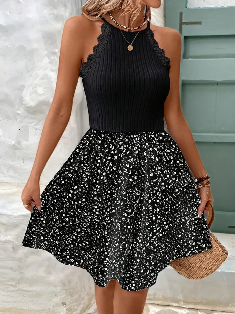 Valenzora | Cotton knit halterneck dress