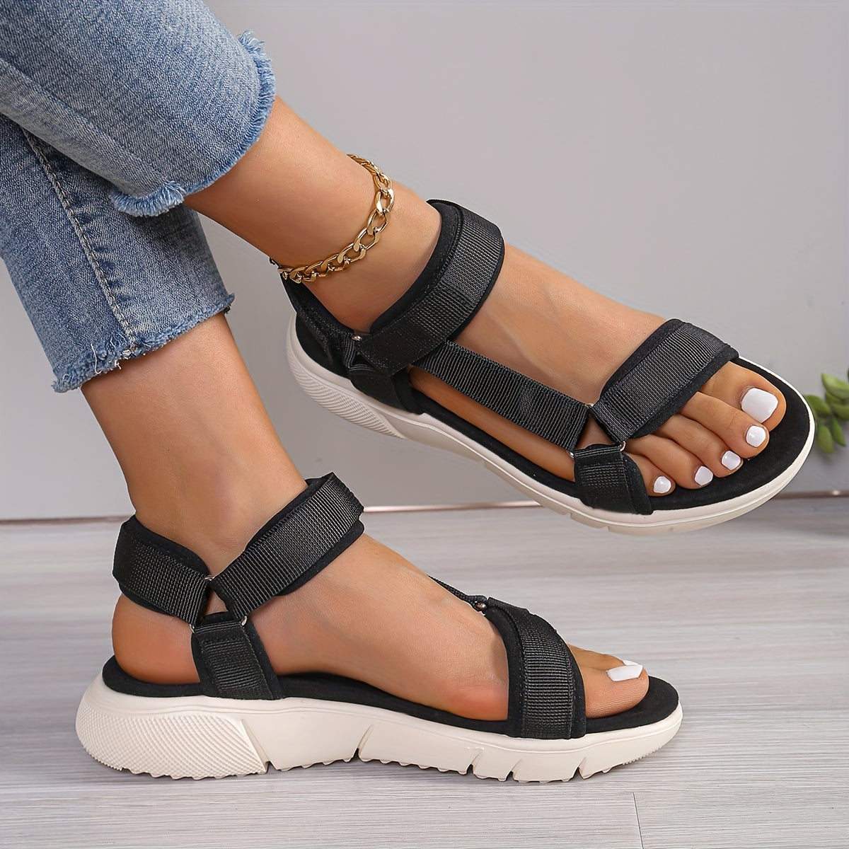 Valenzora | Damen-Sandalen: Colour-Block, rutschfest, elegant, leicht, Outdoor, Sommer