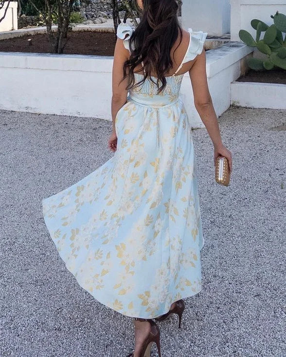 Butterfly sleeve printed dress